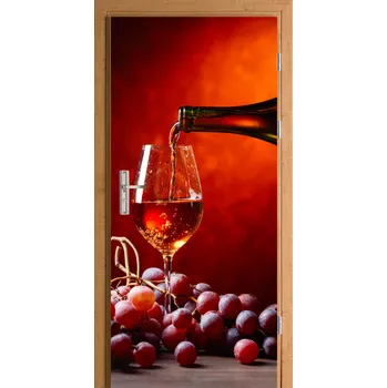 Fototapeta Samolepka na dveře sklenice vína hrozen
