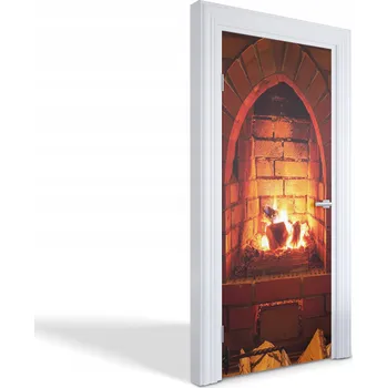 Fototapeta Dekorativní samolepka na dveře, skříň, nábytek - Krb s ohněm 85x205 cm
