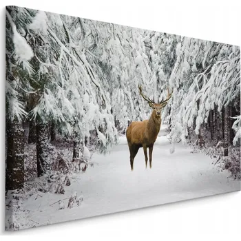 Obraz Obraz do obýváku jelen v zimním LESE 3D 70x50