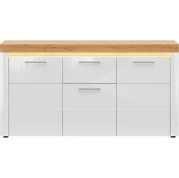 Ložnice BRW HORTON komoda KOM3D1S, bílý lesk/dub zlatý grandson