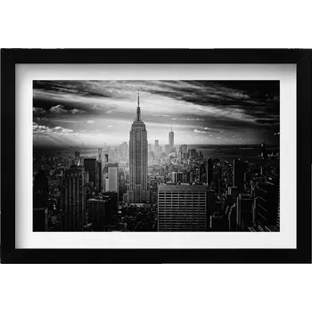 Obraz Dekorativní nástěnný obraz s rámem a grafikou loft, Budovy New Yorku, 30x20 cm