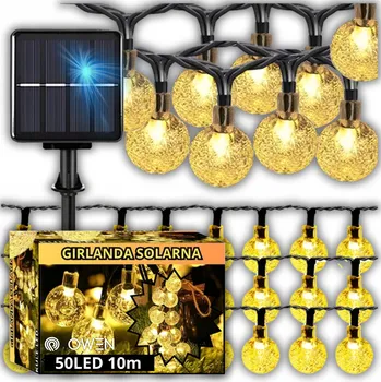Venkovní osvětlení SOLÁRNÍ ZAHRADNÍ GIRLANDA 50 LED 10 METRŮ SOLÁRNÍ SVĚTLA ŽÁROVKY NA BALKON