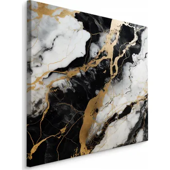 Obraz Obraz do obýváku Abstrakce Černo-Bílý MRAMOR Zlato Styl Glamour 40x40