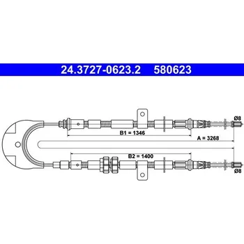 Lanko parkovací brzdy Tažné lanko, parkovací brzda ATE 24.3727-0623.2