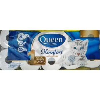 Toaletní papír Toaletní papír bez vůně Queen Komfort balení 20 rolí