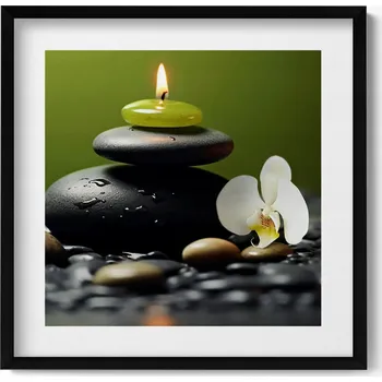 Obraz Dekorativní obraz v rámu do obýváku Zen relaxace příroda a kameny 50x50 cm