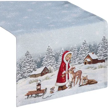 ubrus Vánoční běhoun 1154 40x100 gobelínový zimní krajina rustikální