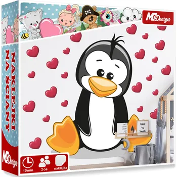 Samolepící dekorace XL VELKÁ Samolepka na stěnu TUČŇÁK SRDCE 65x57