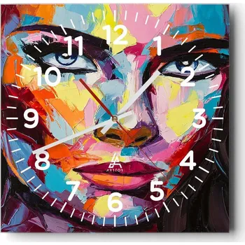 Hodiny Kuchyňské nástěnné hodiny 30x30 Žena Skleněné hodiny do obýváku Moderní Tiché