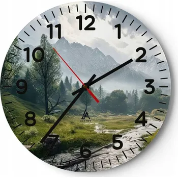 Hodiny Kuchyňské nástěnné hodiny 30x30 Krajina Moderní skleněné hodiny Tiché