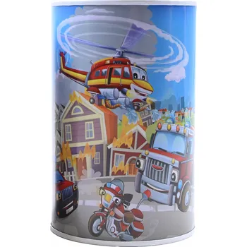 Pokladnička POKLADNIČKA PRO CHLAPCE NA PENÍZE KOVOVÁ PLECHOVKA RŮZNÉ VZORY