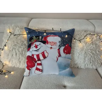 Povlak na polštářek Povlak na polštář s motivem Santa Clause a Sněhuláka F202