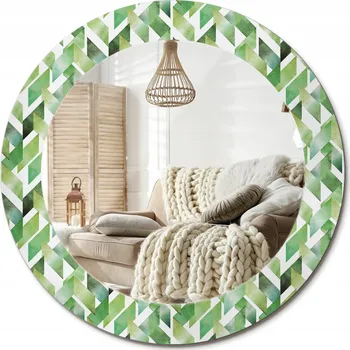 Zrcadlo Moderní dekorativní kulaté zrcadlo na zeď s potiskem průměr 60 cm Vzor rybí kost