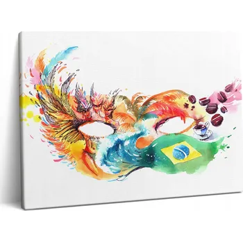 Obraz Foto Obraz na Zeď na Plátně Brazilská Kultura a Vlajka-Maska 80x60 cm