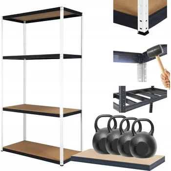 Dílenský regál Kovový regál do skladu, garáže, stojan HELIOS 180x75x40 cm, 4 police, nosnost 4x400 kg