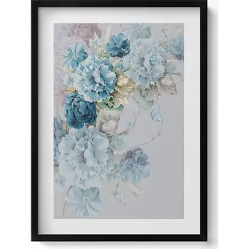 Obraz Obraz grafika v černém rámu Malba jemných květů pivoňky 50x70 cm