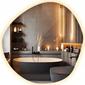 Zrcadlo Ozdobné LED Zrcadlo Premium do Šatny, Toaletního Stolku, Podsvícené, Bez Rámu, Boho