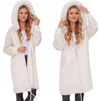 Soprato dámský bílý kabát oversize s kapucí univerzální velikost