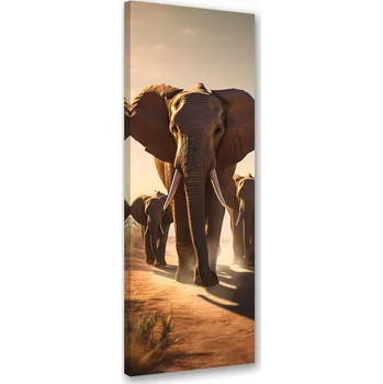 Obraz OBRAZ DO OBÝVÁKU Putující sloni NA PLÁTNĚ 30x90