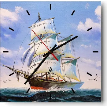 Hodiny Velké nástěnné hodiny 40x40 cm Motiv moře | Skleněné tiché hodiny