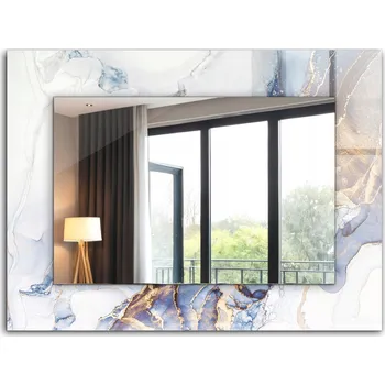 Zrcadlo Nástěnné zrcadlo s rámem z tvrzeného skla Abstraktní mramorový design 80x60 cm