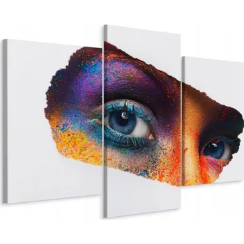 Obraz Třídílný obraz OČI Barevný Make-up 3D 120x80