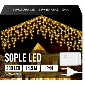 Vánoční dekorace Lampičky Rampouchy Bílé Vánoční Venkovní Teplé Světlo 300 LED