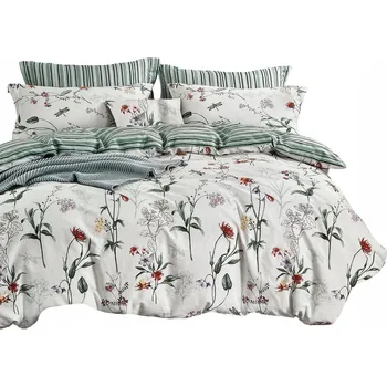 Povlečení POVLEČENÍ 160X200 BAVLNA SATÉN + 2 POVLAKY NA POLŠTÁŘE 70X80 KWIATY SADA POVLEČENÍ