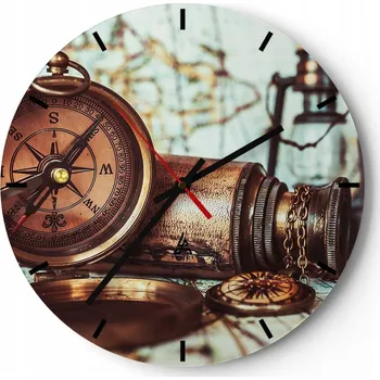 Hodiny Velké nástěnné hodiny na zeď 40x40 Moře Voda Skleněné hodiny Kulatý Tiché