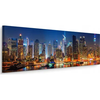 Obraz Nástěnný obraz do kanceláře NEW YORK Noční panorama města 145x45