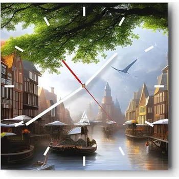 Hodiny Velké nástěnné hodiny 40x40 Staré Město Skleněné tiché hodiny