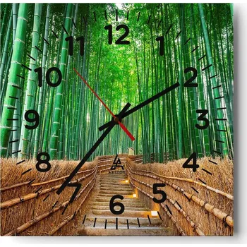 Hodiny Kuchyňské nástěnné hodiny 30x30 Bambusové skleněné hodiny do obýváku Moderní tiché