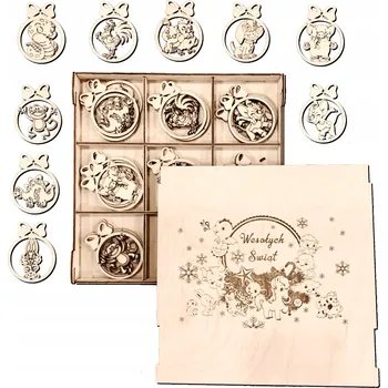 Vánoční dekorace Dřevěné vánoční ozdoby VÁNOČNÍ BAŇKY - Sada Děti