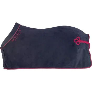 Deka pro koně Fleecová deka 800g s měkkým límcem kolem krku Acavallo, 155, tm.modrá/šedá