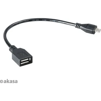 Kabel do PC AKASA kabel redukce USB OTG Micro USB male na USB Type-A female, 15cm, AK-CBUB25-15BK
