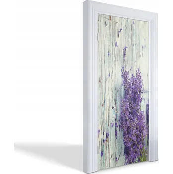 Fototapeta Dekorativní samolepka na dveře oživí vzhled Levandule na dřevě 95x205 cm