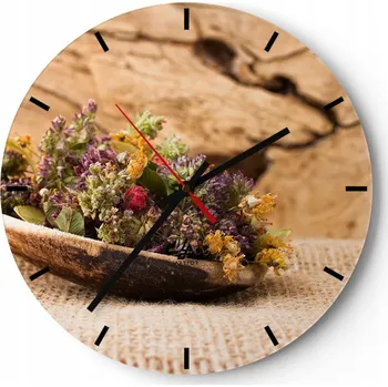 Hodiny Velké nástěnné hodiny na zeď 40x40 Natura Skleněné hodiny Kulatý Tiché