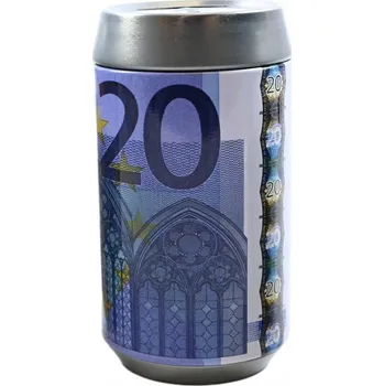 Pokladnička POKLADNIČKA PLECHOVKA NA PENÍZE MINCE BANKOVKY EURO RŮZNÉ VZORY