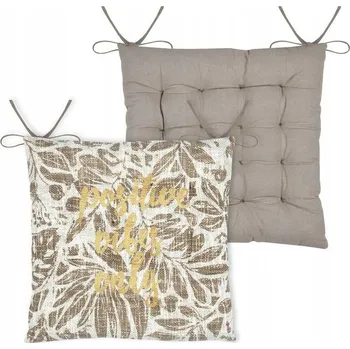Polštář Polštář na židli HEMERA 38x38 nápis positiv vibes only boho tkaničky