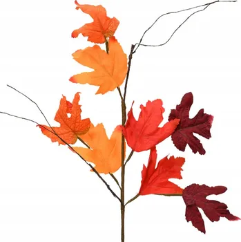 umělá květina Umělá Větvička podzimní oranžové listy červená dekorace 50 cm