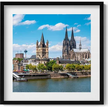 Obraz Dekorace, obraz s grafikou v krásném černém rámu Panorama Kolín nad Rýnem 50x50 cm