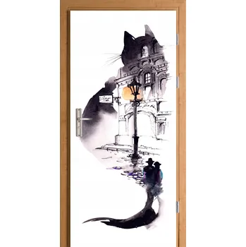 Fototapeta Samolepka na dveře samolepicí kočka pár město