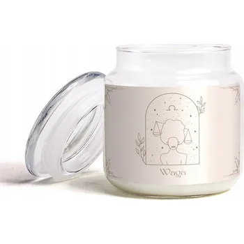 Svíčka Přírodní vonná svíčka s unikátním potiskem znamení Zodiaku – Váhy (žena)