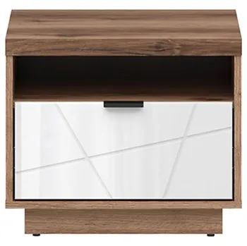 Noční stolek BRW FORN noční stolek KOM1S, dub delano tmavý/bílý lesk