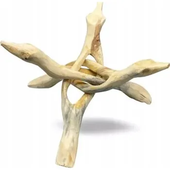 Obraz Dřevěný trojúhelníkový stojan na mušle, bílou šalvěj a koule orgonitu, 10 cm