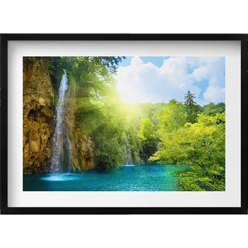 Obraz Dekorativní nástěnný obraz s rámem a grafikou loft - Modrá laguna, 70x50 cm