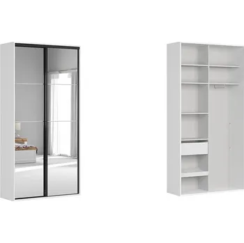 Šatní skříň BRW FLEX šatní skříň 120/92, bílá/zrcadlo