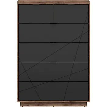 Komoda BRW FORN komoda KOM6S, dub delano tmavý/černý mat