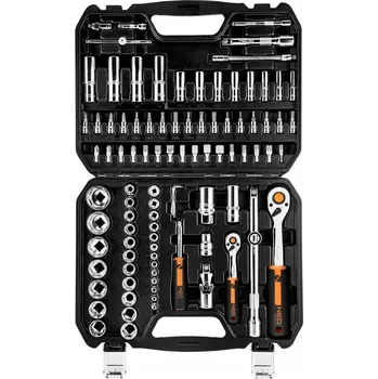 Klíč NEO TOOLS Sada nástrčných klíčů 94 dílů 1/4, 1/2 CrV, sada nářadí v kufříku