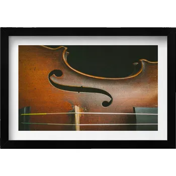 Obraz Nástěnný dekorativní foto obraz v černém rámu Housle hudební nástroj 30x20 cm